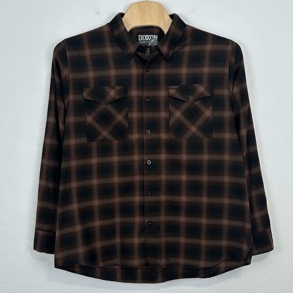 Dixxon Mens The Bourbon Flannel Shirt Size 2X Brown Black Plaid Button Pockets